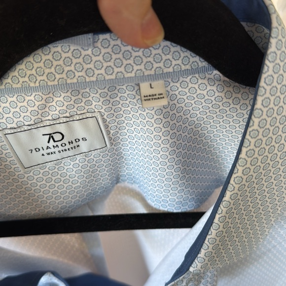 7 Diamonds Blue Dress Shirt Classic Style - Picture 9 of 9